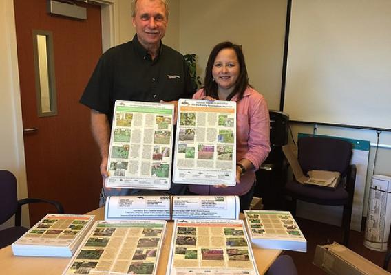 Dan Fagerlie, WSU’s Extension Tribal Liaison, and Roni Leahy of the Tulalip Tribal Health Clinic displaying materials