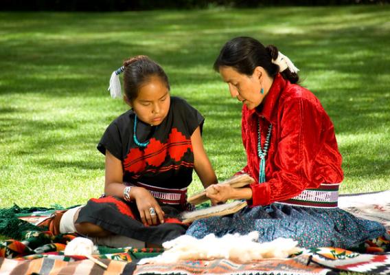 Native American woman and daughter