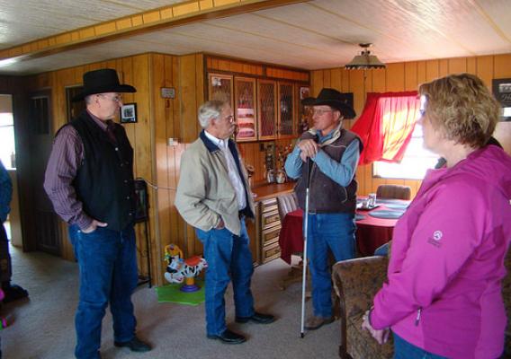 (From left to right) Dan Whetham, FSA district director, Scuse, Rausch and Della Meder discuss the hardships faced by ranchers who were hit by the Atlas blizzard.