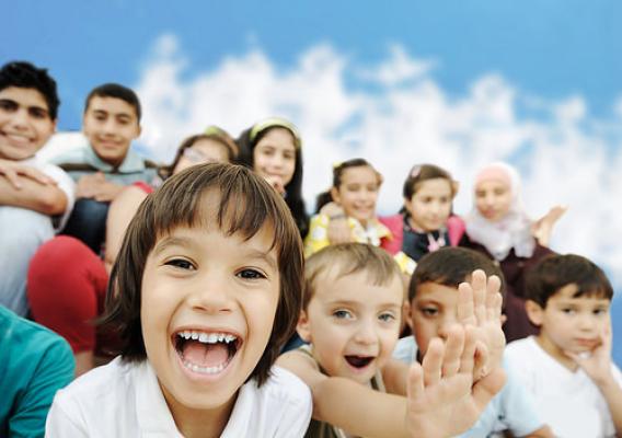 Smiling group of diverse children